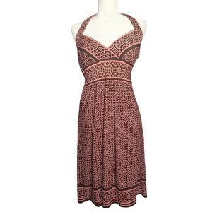 Jodi Kristopher Babydoll Halter Dress Mini Pink Brown Coquette Womens Large